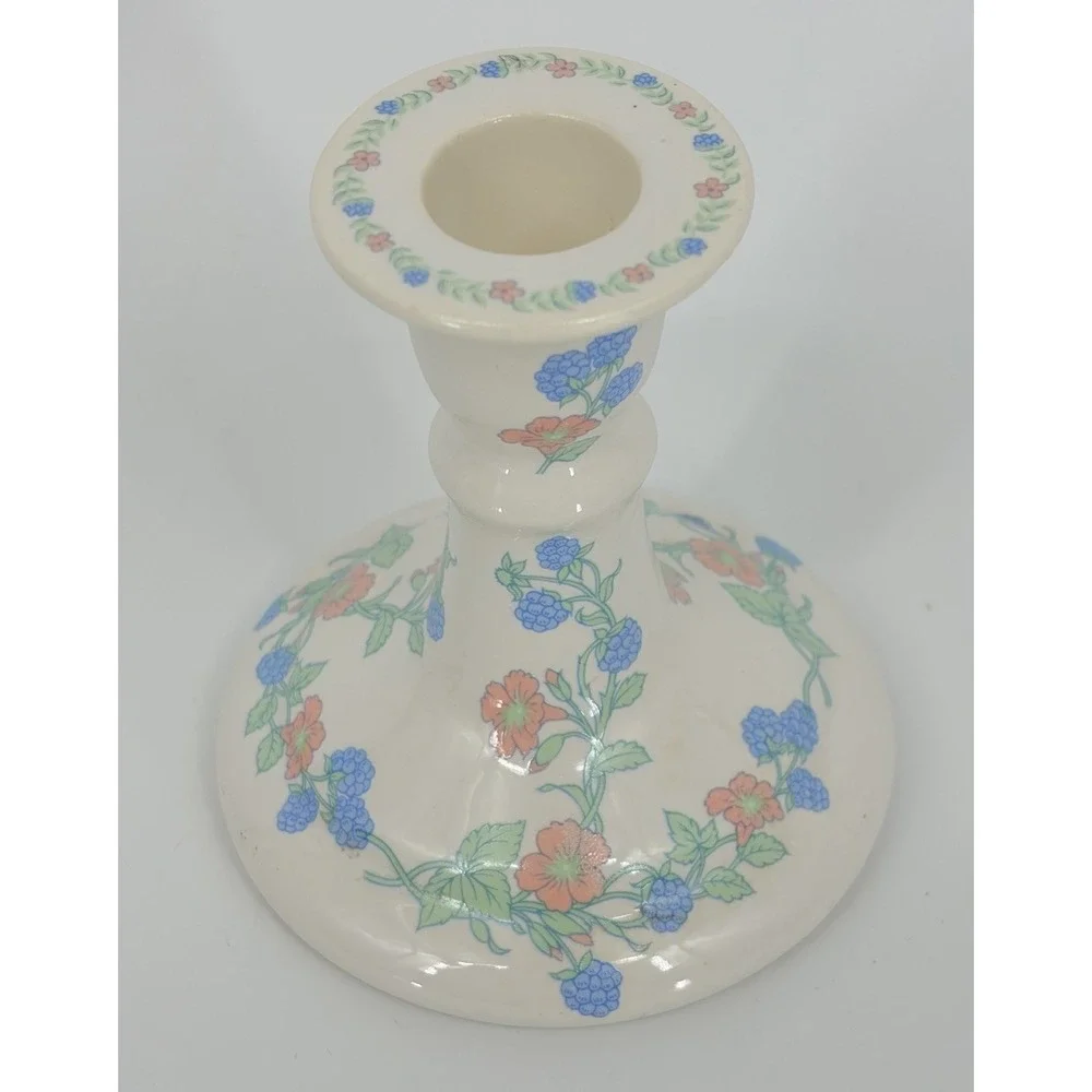 Vintage Lynn Hollyn Days of Wonder Candlestick Holders Ceramic Cottagecore Pair